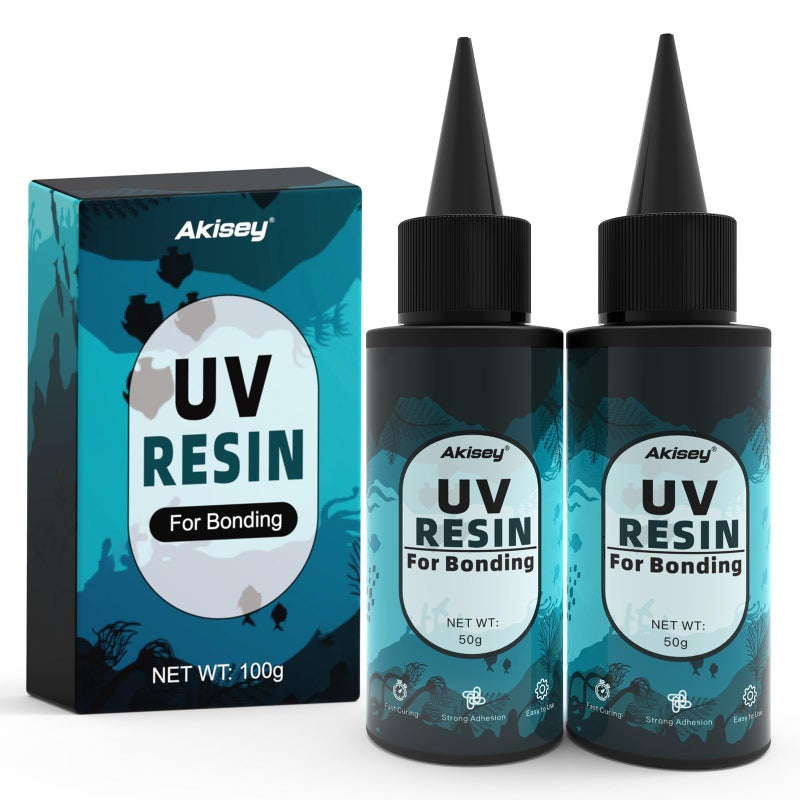 akisey 100g UV Resin for Bonding, Akisey UV Glue for Repairing Glass, Plastic, Resin Decoration, Fast Curing in Seconds Under UV Light (Not Included) - Image 1